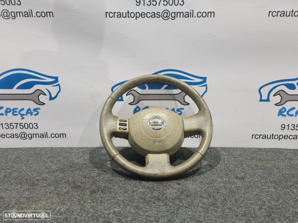 VOLANTE GUIADOR COMPLETO NISSAN MICRA II 2 MK2 K12 PELE AIRBAG COMANDOS MULTIFUNÇÕES - 2
