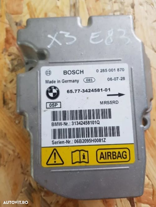 Calculator Modul Airbag Bmw X3 E83 Cod 3424581 - 2