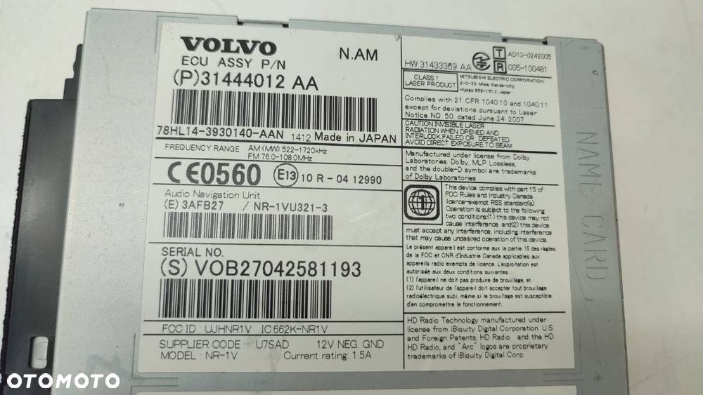 RADIO ODTWARZACZ CD VOLVO XC60 I 31444012 - 4