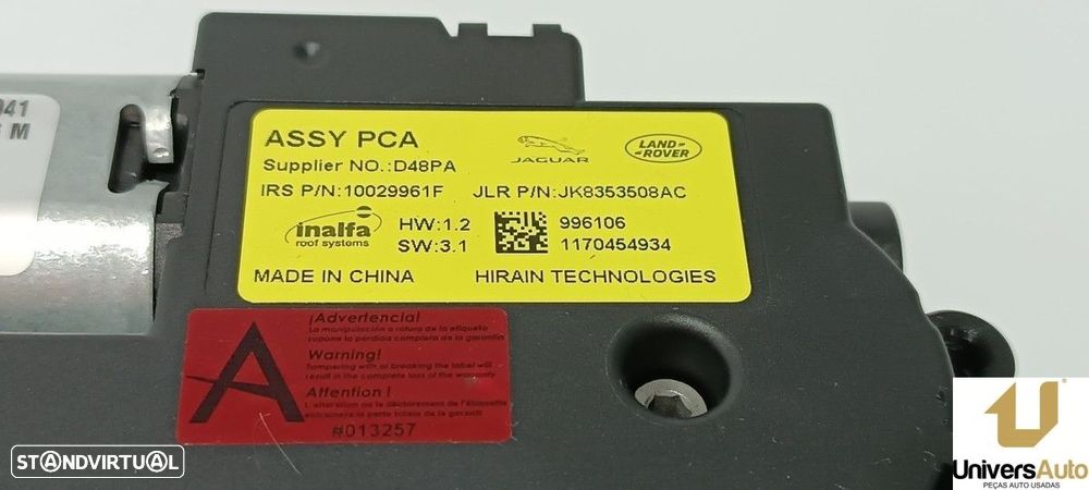 MOTOR TETO ELÉTRICO LAND ROVER RANGE ROVER VELAR VELAR - 4