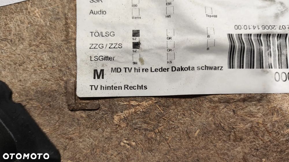 BOCZEK TAPICERKA DRZWI LEWY PRAWY TYŁ CZARNY SKÓRA DEKOR BMW E90 M-PAKIET - 16