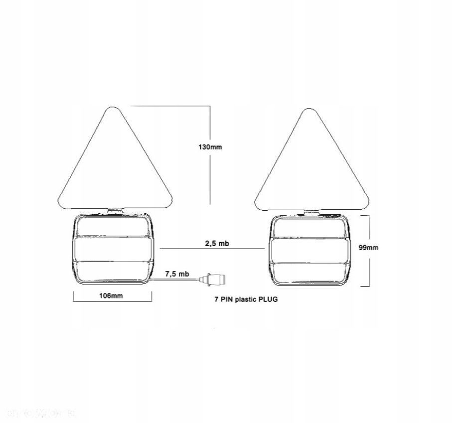 zestaw lamp led (p/cz) magnetycznych z trójkątem i przewodem 7,5m blister - 6