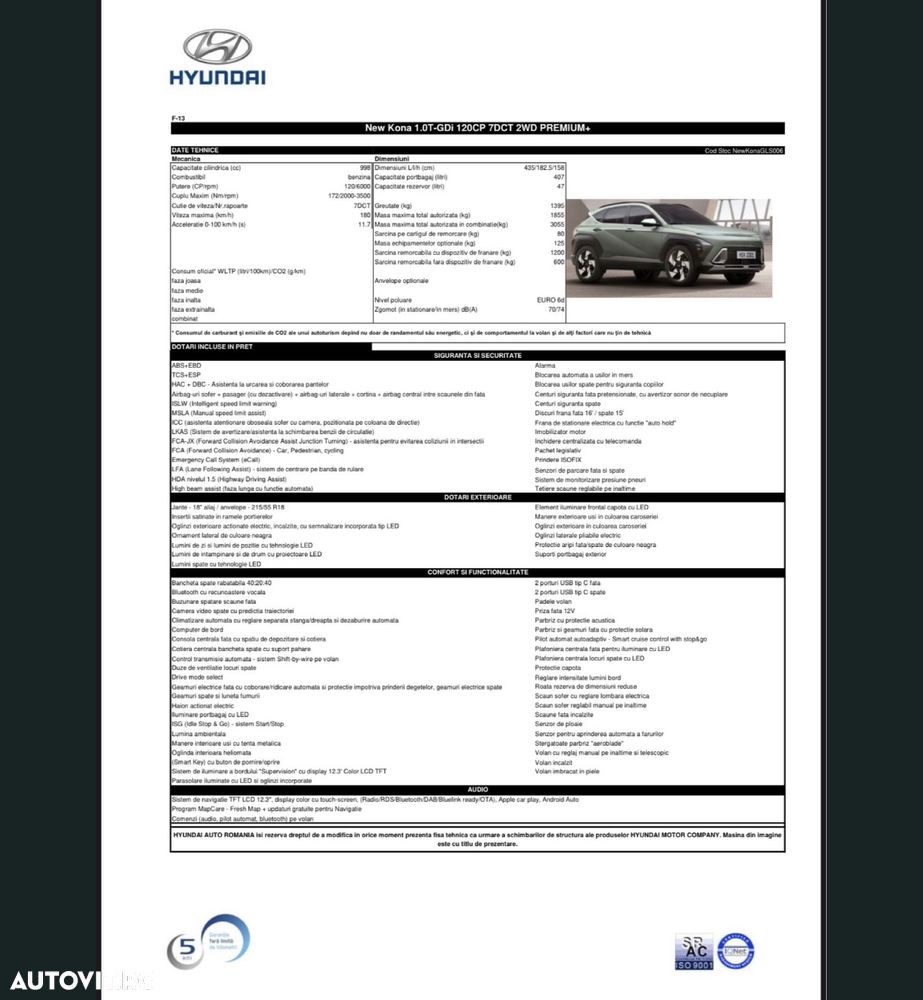 Hyundai KONA 1.0 T-GDI 120 CP 7DCT 2WD Premium+ - 8