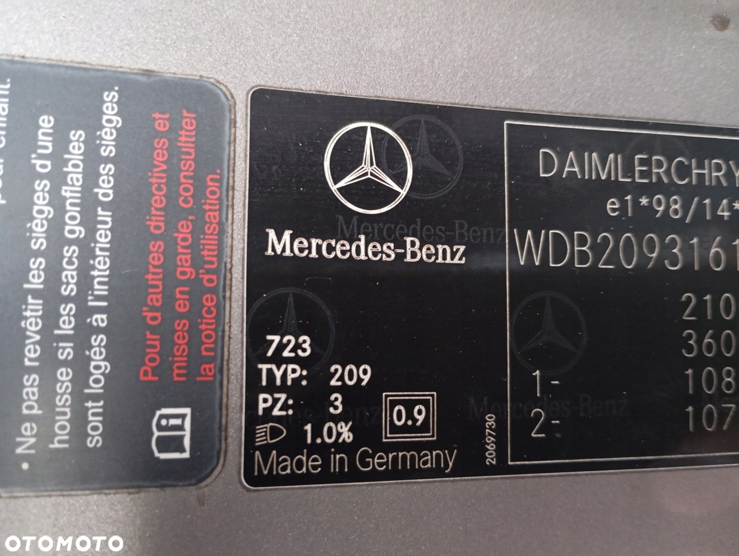 MERCEDES CLK C209 W209 A209 PRZÓD ZDERZAK BŁOTNIK MASKA LAMPA SREBRNY 723 - 9