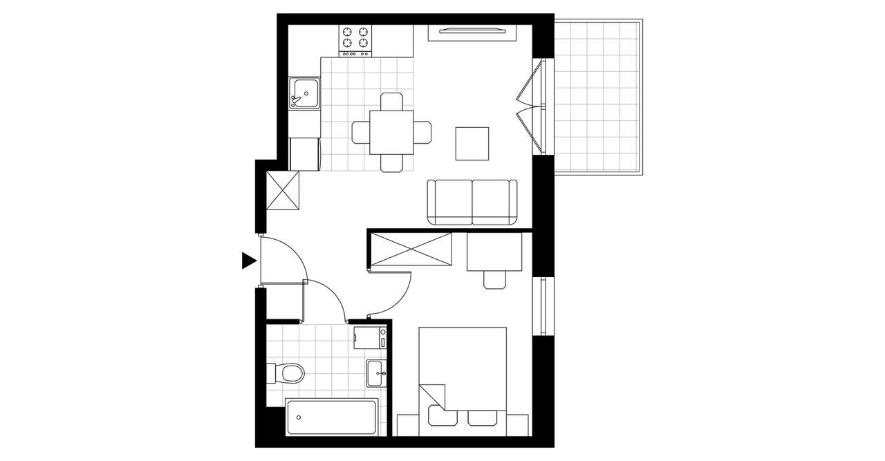 2-pokojowe mieszkanie 34m2 + balkon - Pełny obrazek: 3/12
