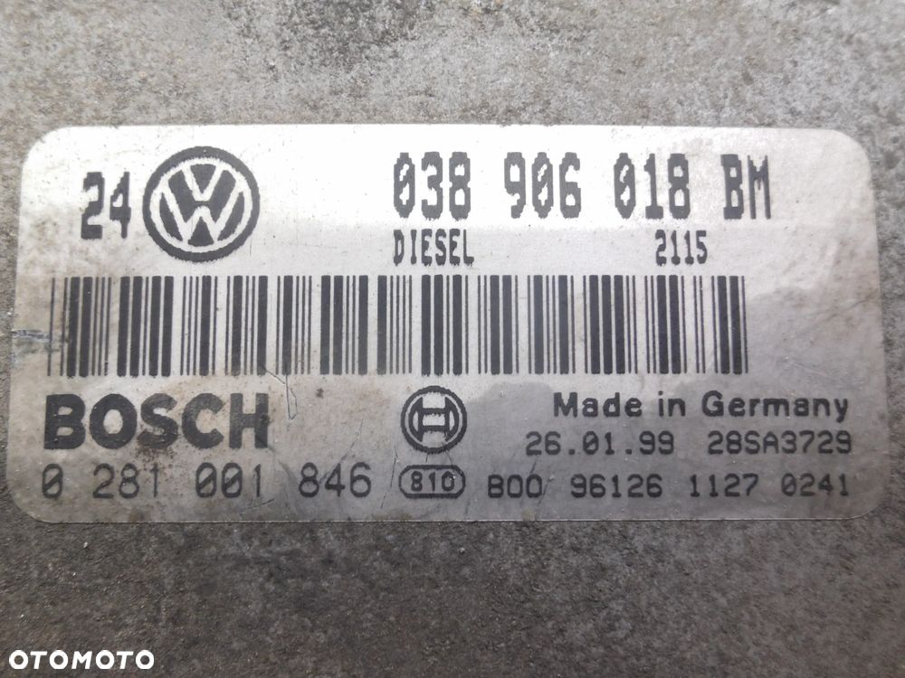VW GOLF IV 97-06 1.9 TDI KOMPUTER SILNIKA 038906018BM 0281001846 POSIADAM 2 SZT - 2