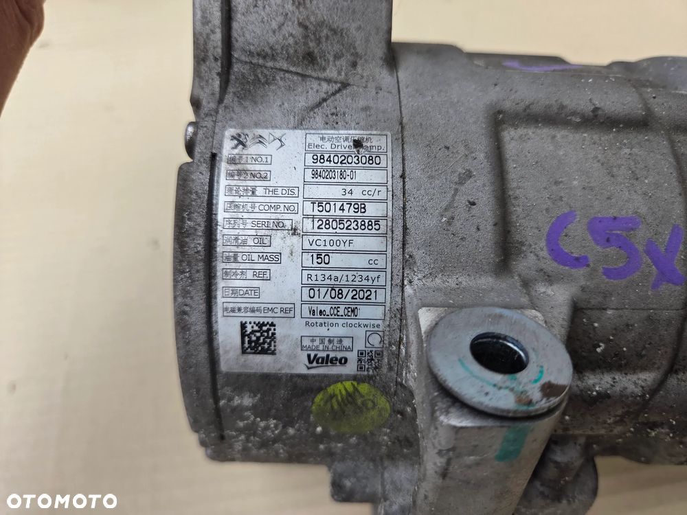 Sprężarka klimatyzacji kompresor Citroen C5X 1.6 Hybryda  9840203080 - 7