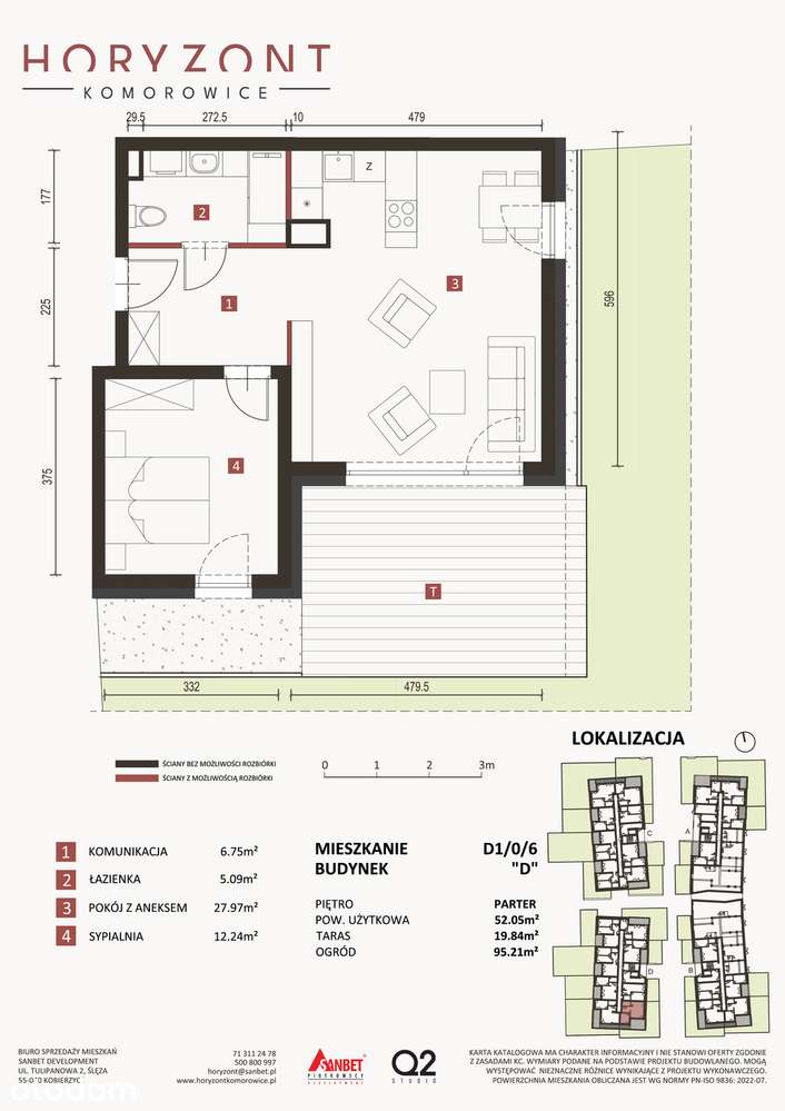 Mieszkanie na sprzedaż, 2 pokoje, 52 m², Komorowice
