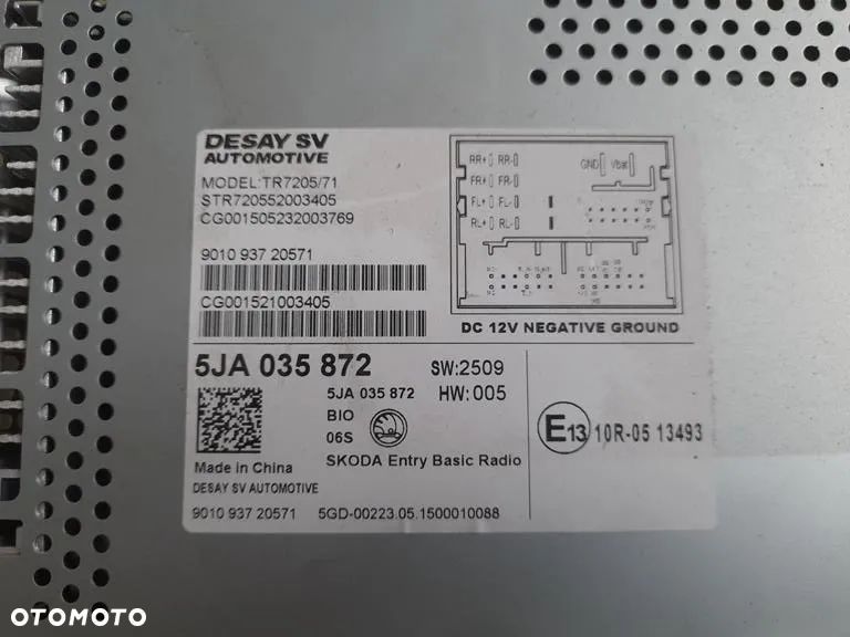 Radio Skoda Rapid 5JA035872 - 4