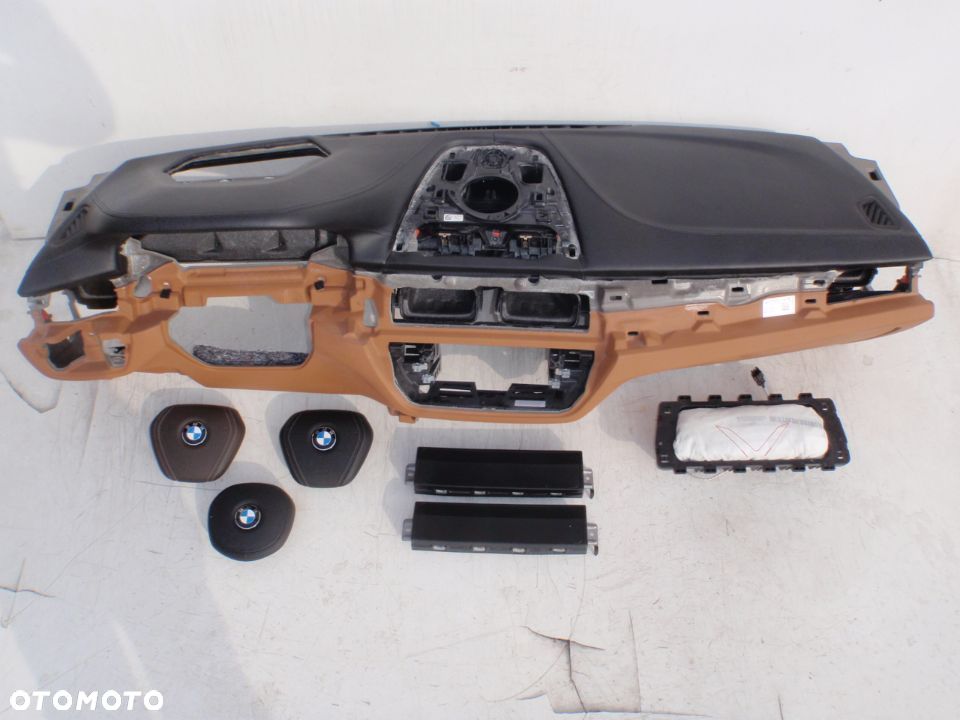 BMW 5 6 G30 G31 G32 F90 M5 DESKA KONSOLA KOKPIT PULPIT PÓŁKA PARAPET AIRBAG PODUSZKI PASY COGNAC Org - 12