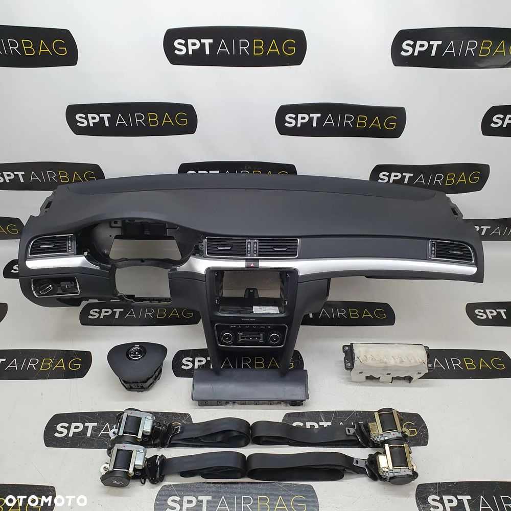 SKODA SUPERB 2 II LIFT DESKA ROZDZIELCZA KONSOLA KOKPIT PULPIT PODUSZKI AIRBAG AIR BAG PASY KIT SET - 1