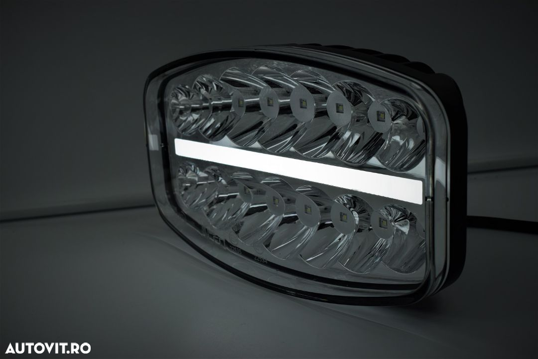 Proiector Slim, Full-Led, Pozitie si Faza Lunga Led, 12/24V, Dreptunghiular - Oval - 10