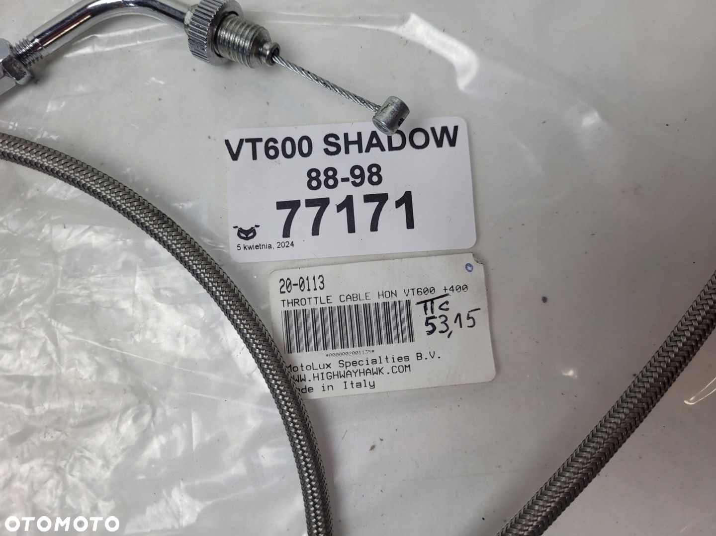 HONDA VT 600C SHADOW 88-98 LINKA GAZU 2szt 40cm W OPLOCIE STALOWYM HIGHWAY - 8