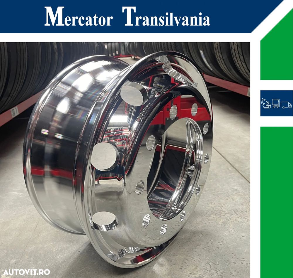 Janta NOUA  Aliaj 8.25X22.5 Jantax Ranforsata 10 prezoane, 105 mm intre prezoane, fiu 280 mm, flansa laterala Valva interioara , ET167, max.3650kg, gaura prezon 34 mm Toate Pozitiile - 1