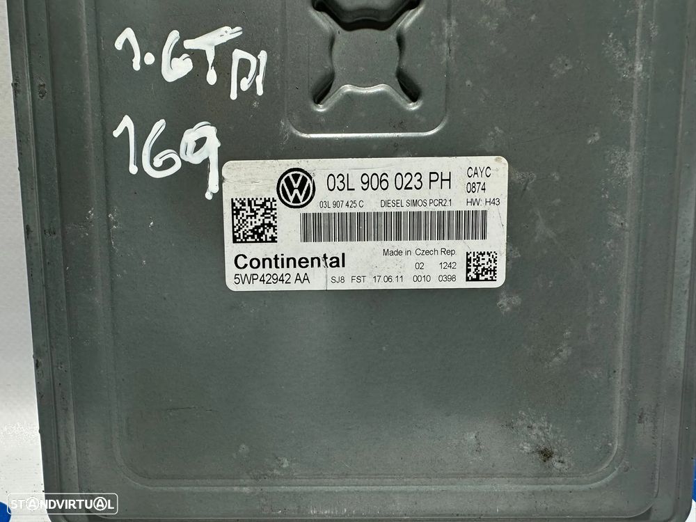 .Centralina ECU Motor Continental VW Volkswagen 1.6 TDi CAY Caddy Touran 03L906023PH 2010 - 2015 - 8