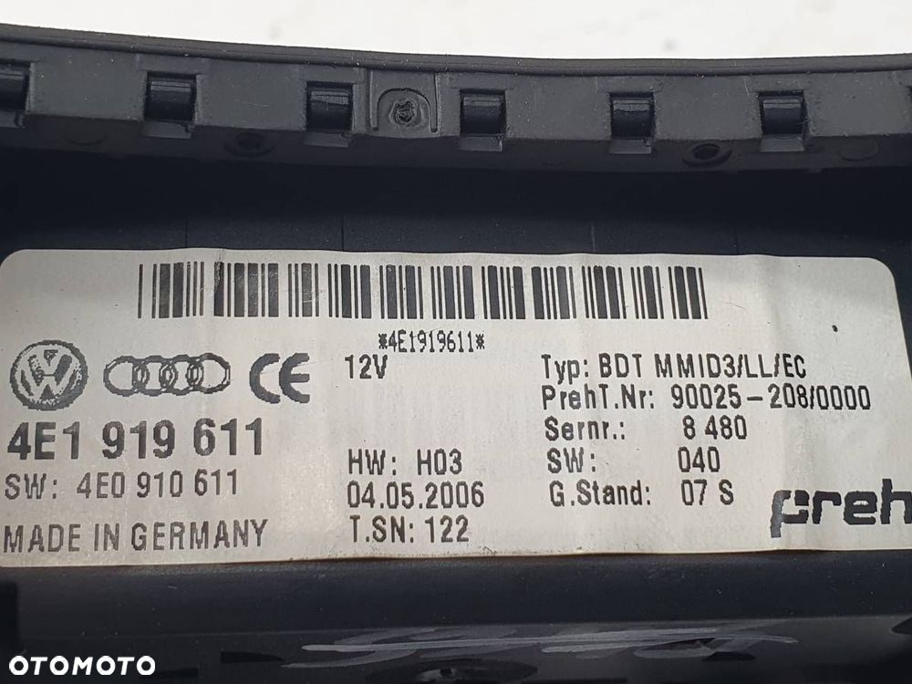 PANEL STEROWANIA MMI AUDI A8 D3 2004 EUROPA 4E1919611 - 5