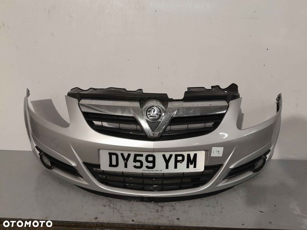 ^ ZDERZAK PRZÓD PRZEDNI OPEL CORSA D Z157 SREBRNY HALOGENY