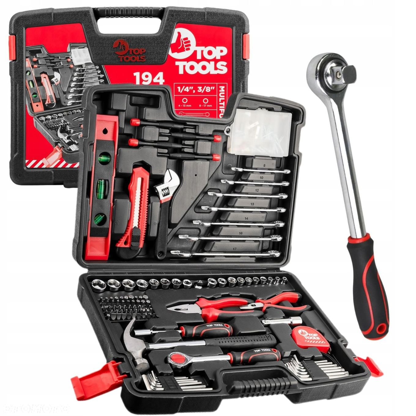 ZESTAW KLUCZE NASADOWE 1/4" 3/8" 194EL NARZĘDZI WALIZKA 38D545 TORX NASADKI - 15