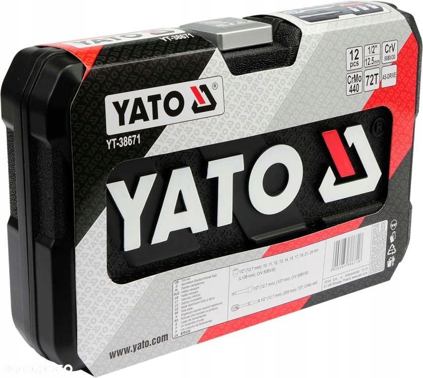 YATO ZESTAW NARZĘDZIOWY 1/2" 12 SZTUK KLUCZE NASADOWE NASADKI YT-38671 - 5