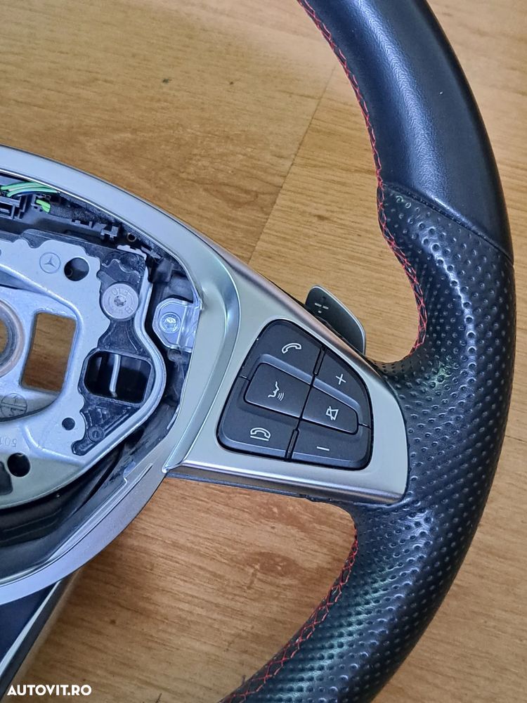 Volan cu padele sport cusatura rosie original Mercedes B-class W246 A-class W176 GLA W156 CLA W117 CLS W218 SLC W172 SLK R172 - 6