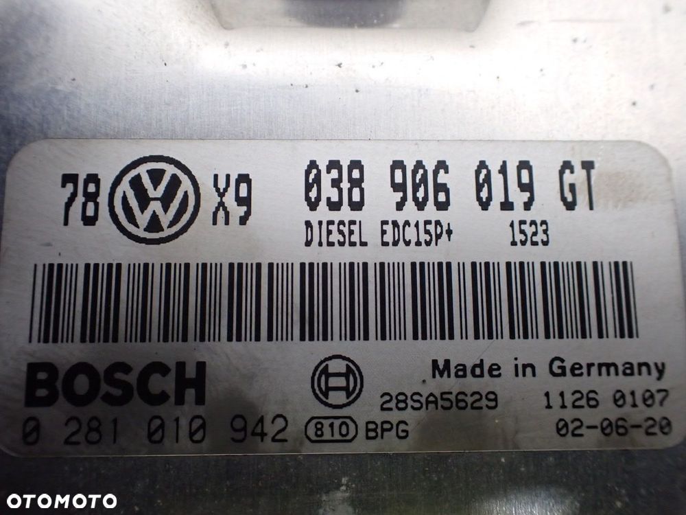 KOMPUTER SILNIKA VOLKSWAGEN PASSAT B5 FL 1.9TDI 038906019GT - 3