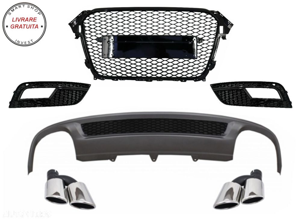 Difuzor Bara Spate si Ornamente toba AUDI A4 B8 Facelift Sedan/Avant (2012-2015) c- livrare gratuita - 1