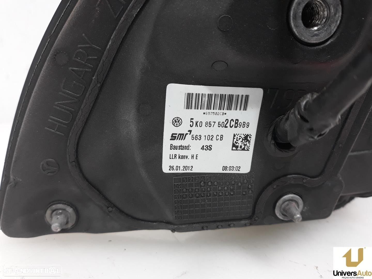 ESPELHO RETROVISOR DIREITO VOLKSWAGEN GOLF VI 2012 -5K0857508A - 2