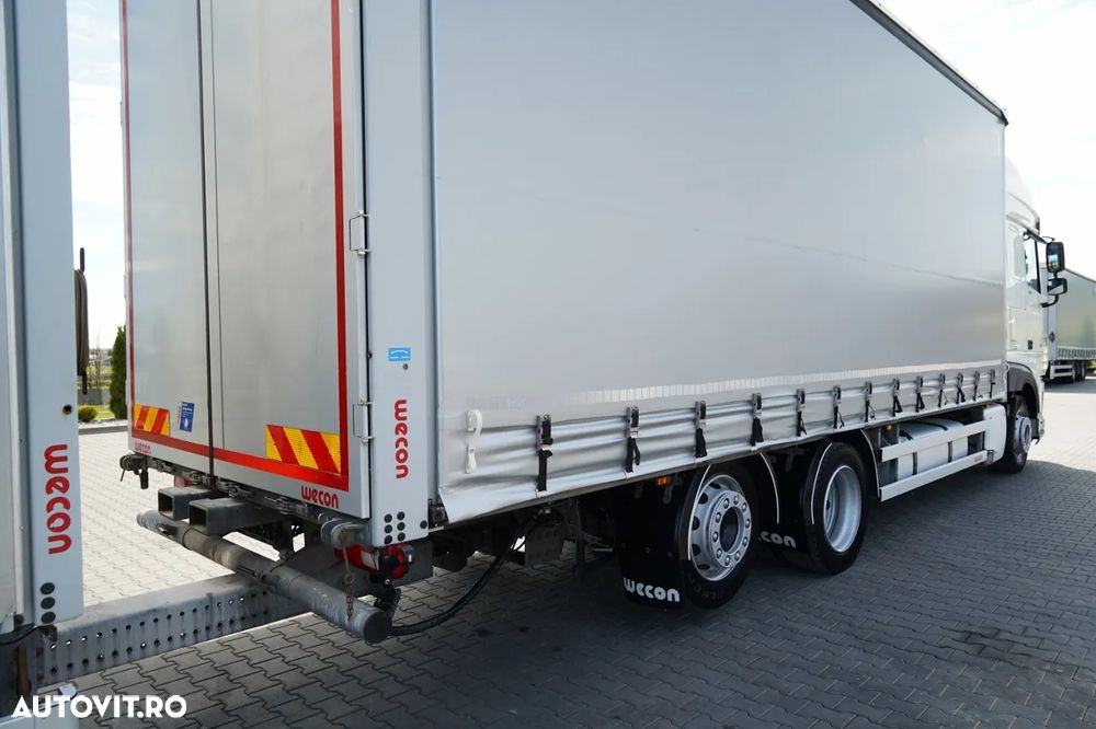 DAF XF 480 / CUPLAJ TANDEM / SSC / MEGA / PUNȚĂ RIDICATĂ / I-PARK COOL / ȘINGURI PENTRU STICLE / REMORCA WECON - 7,70 M / - 18