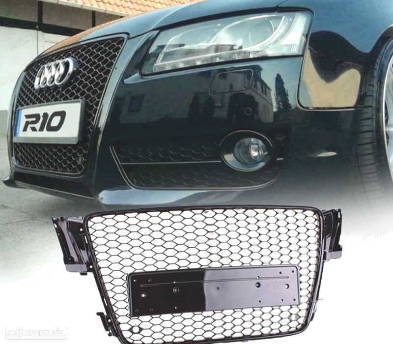 GRELHA FRONTAL AUDI A5 07-11 LOOK RS PRETO BRILHANTE - 1