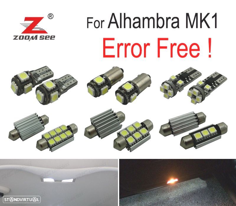 KIT COMPLETO DE 23 LÂMPADAS LED INTERIOR PARA ALHAMBRA MK1 7 V 8 7V9 2001-2010 - 1
