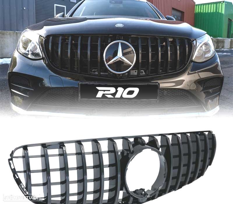 GRELHA FRONTAL MERCEDES CLASE GLC W253 15-18 LOOK AMG GTR CAMARA PRETO BRILHANTE - 1