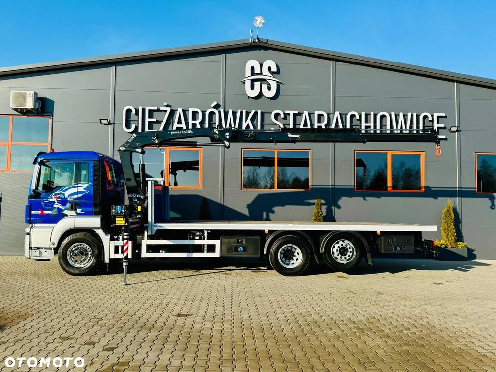 MAN TGS 26.360 // E6 // Klimatyzacja / 6x2 // platforma laweta 7,2m z HDS HMF 1420 // dzwig żuraw kran crane skrzynia uniwersalny - 3