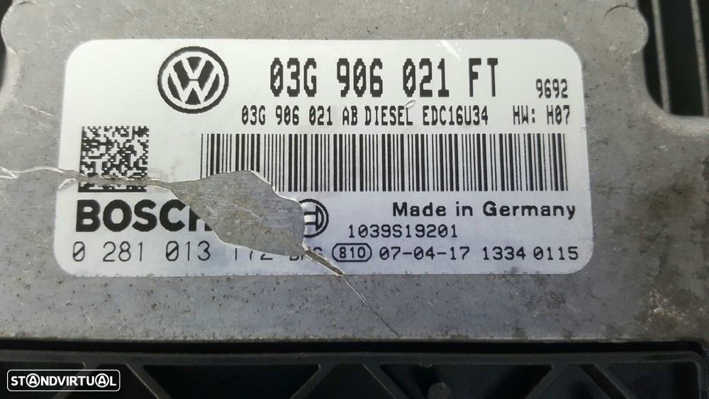 CENTRALINA DO MOTOR UCE VOLKSWAGEN EOS (1F7) 2.0 TDI - 3