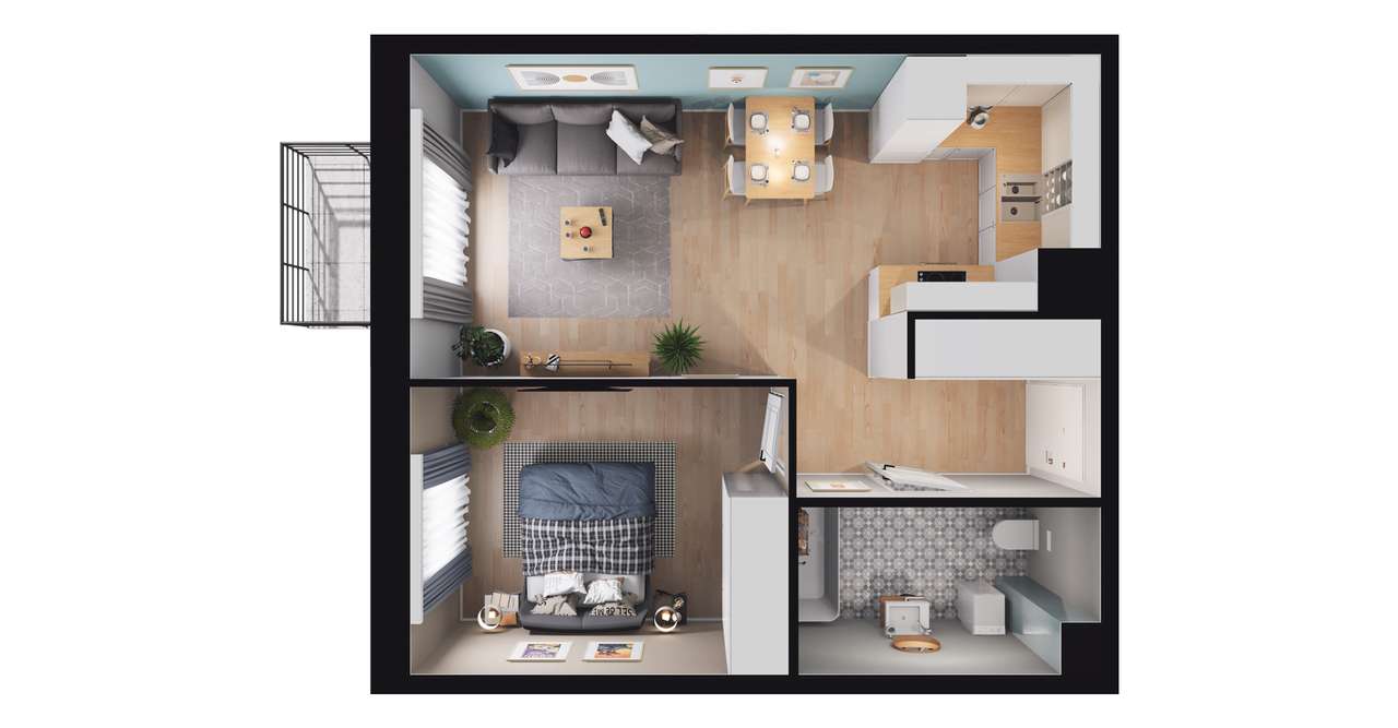 2-pokojowe mieszkanie 41m2 + balkon Bezpośrednio