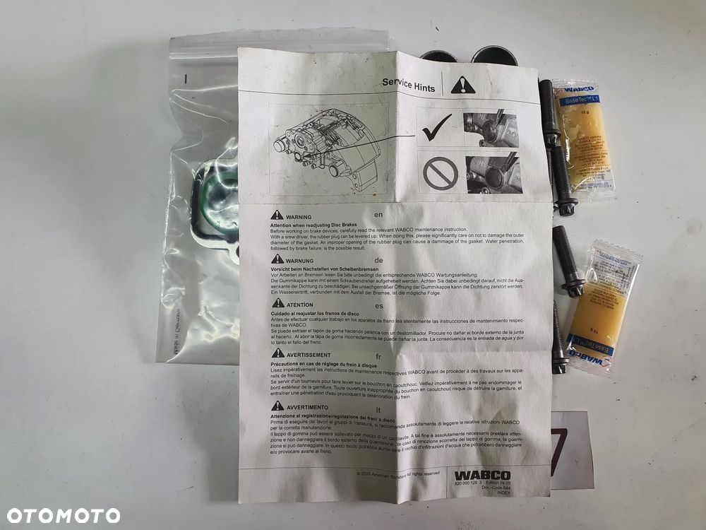 Zestaw naprawczy zacisku hamulcowego Wabco PAN17 12999580VT - 4