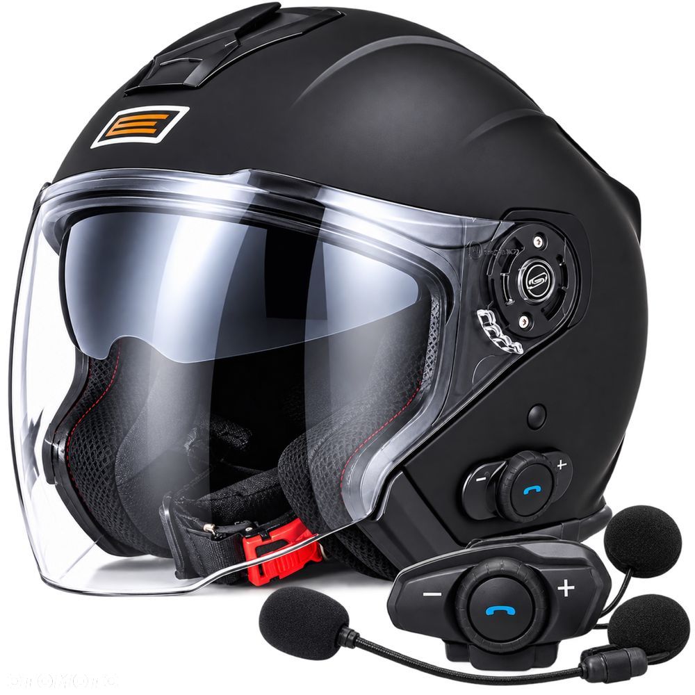 KASK otwarty + Intercom Mikrofon  ORIGINE Palio Słuchawka Bluetooth Czarny MAT Jet XL - 3