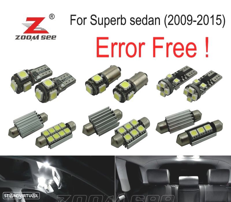 KIT COMPLETO DE 21 LÂMPADAS LED INTERIOR SKODA FABIA SEDAN MK2 MKII 3T4 09-15 - 1