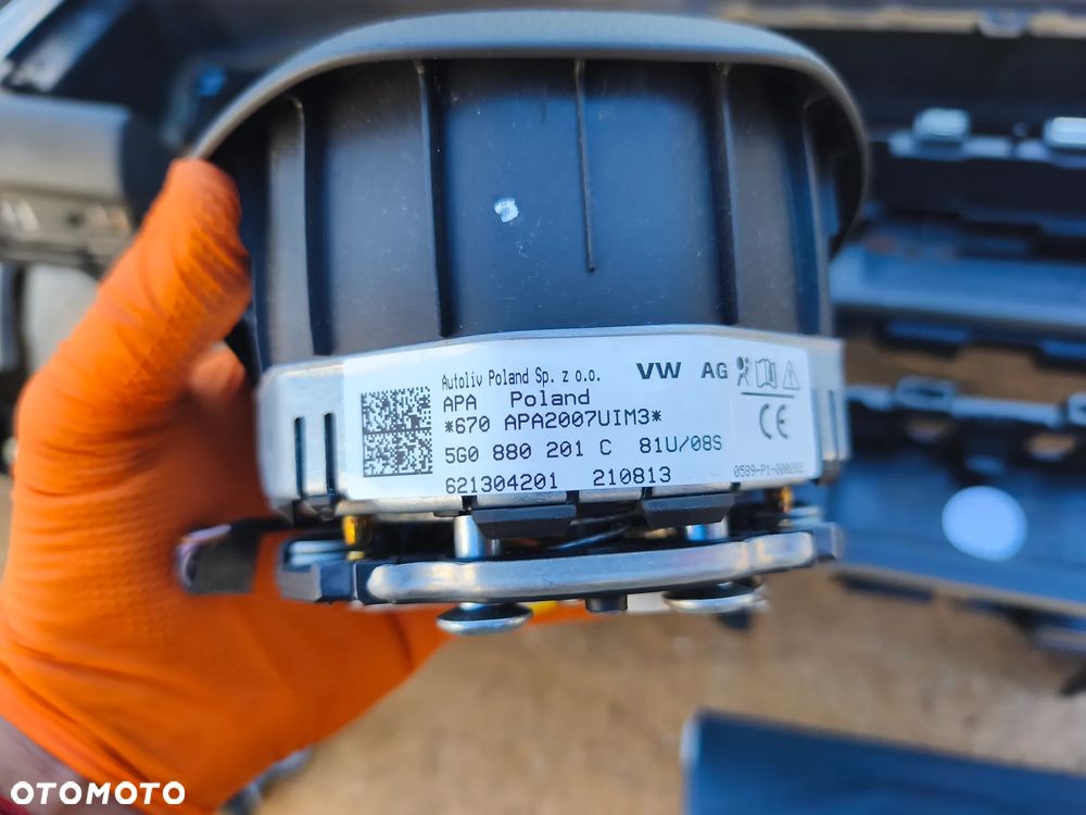 DESKA ROZDZIELCZA KONSOLA ZESTAW AIRBAG PODUSZKI ORYGINAŁ DEMONTAŻ VOLKSWAGEN GOLF VII 7 - 9
