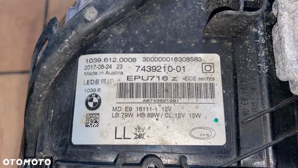 AMPA PRZEDNIA PRAWA ADAPTIVE LED EUROPA BMW G30 G31 7439210 - 9