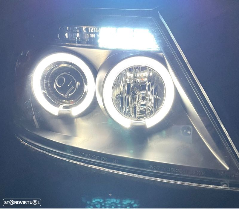 FARÓIS PARA TOYOTA HILUX 05-11 ANGEL EYES + LEDS PRETOS - 2