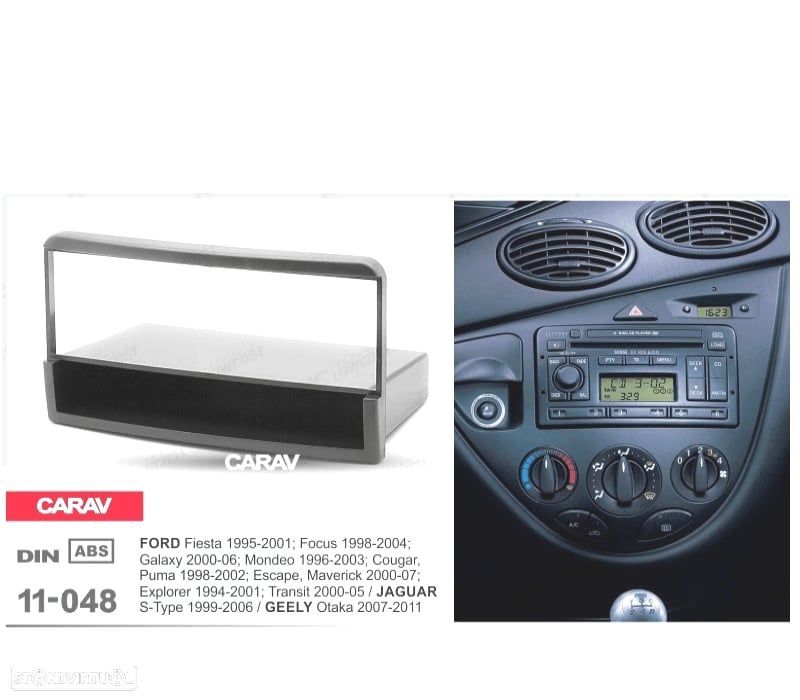 MOLDURA ADAPTADOR PRETO PARA RADIO 1-DIN FORD FIESTA FOCUS GALAXY MONDEO COUGAR PUMA ESCAPE EXPLORER - 2