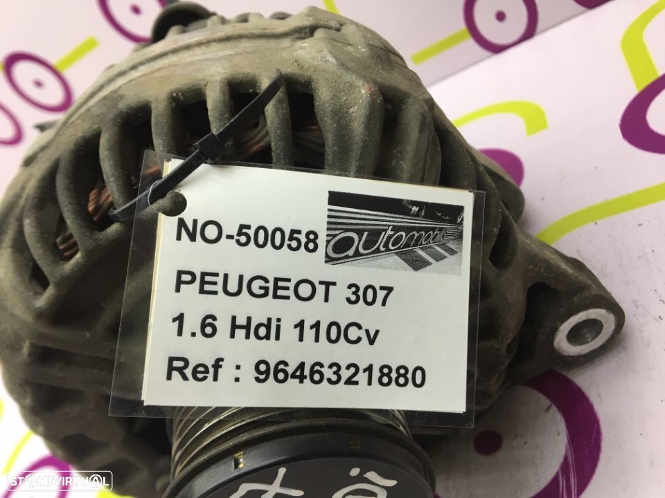 Alternador Peugeot 307 1.6HDi  110Cv de 2008 - Ref : 9646321880 - NO50058 - 4