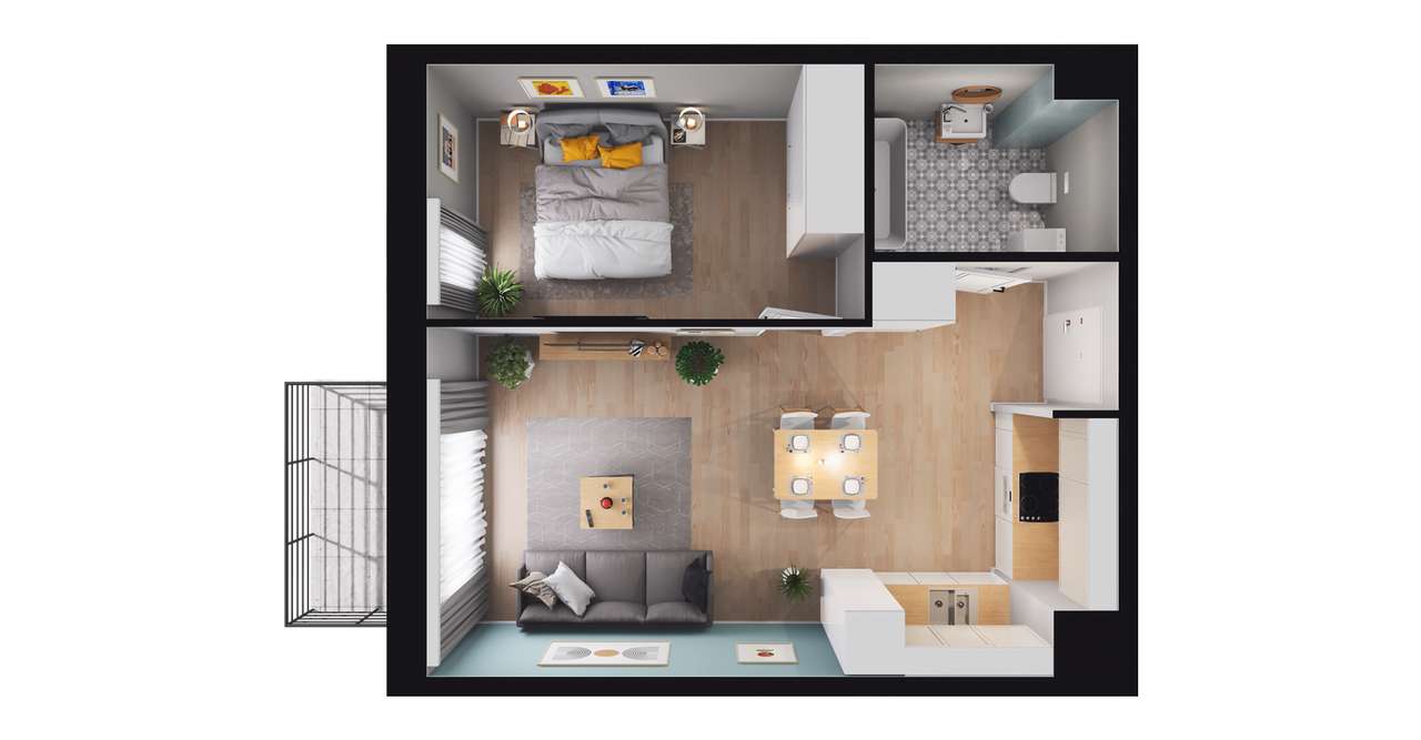 2-pokojowe mieszkanie 39m2 + balkon Bez Prowizji - Pełny obrazek: 2/9