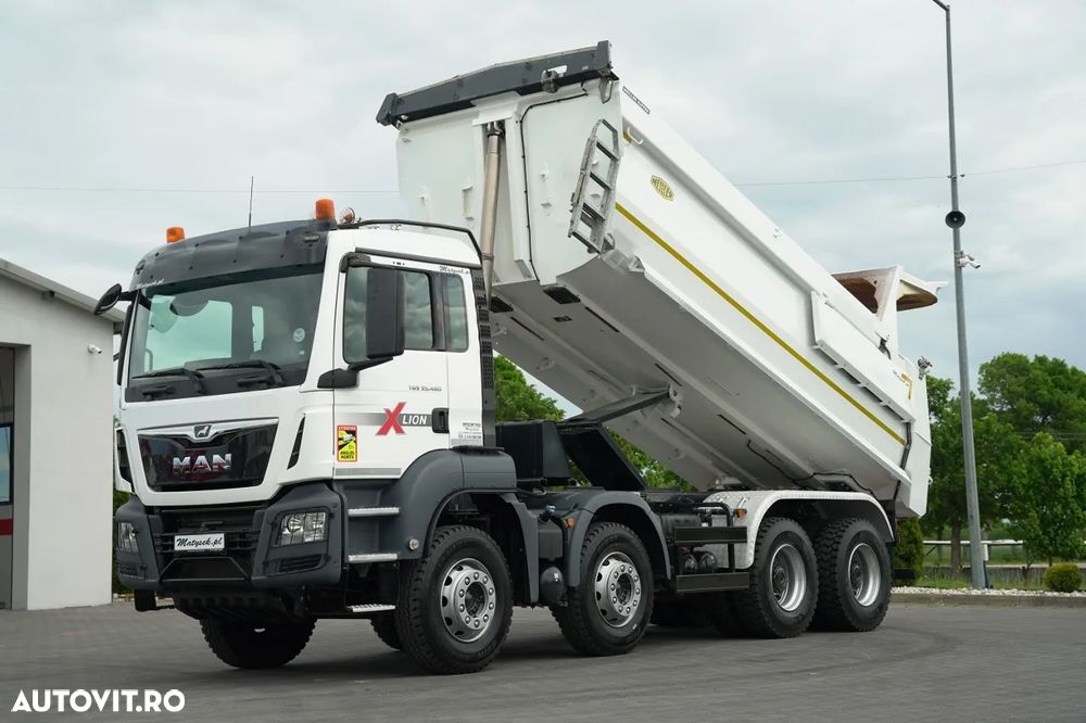 MAN TGS 35.460 / 8X4 / BASCULĂ SPATE / CLAPETĂ HIDRAULICĂ / MEILLER KIPPER / AUTOMAT / ANVELOPE 100% / PERDIERĂ ELECTRICĂ / EURO 6 - 2