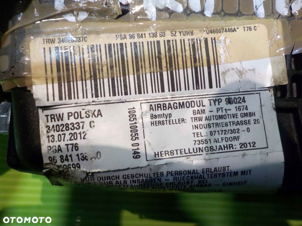 PEUGEOT 308 I CC LIFT 12r AIRBAG poduszka fotela prawa przod 9684113880 - 4