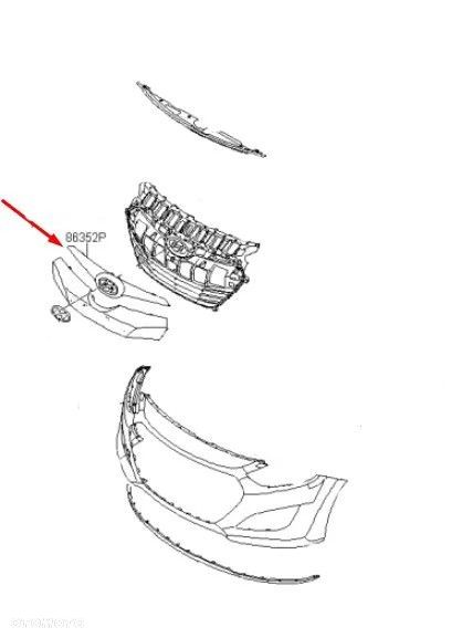 Atrapa Hyundai i30 11-17r. grill przednia maskownica zderzaka znaczek 86352a6000 - 1
