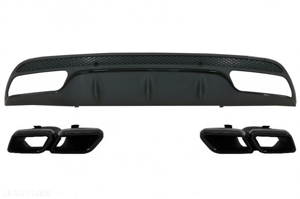 Difuzor Bara Spate cu Ornamente compatibil cu Mercedes C-Class W205 (2014-2020) C63 Design Negru - 1