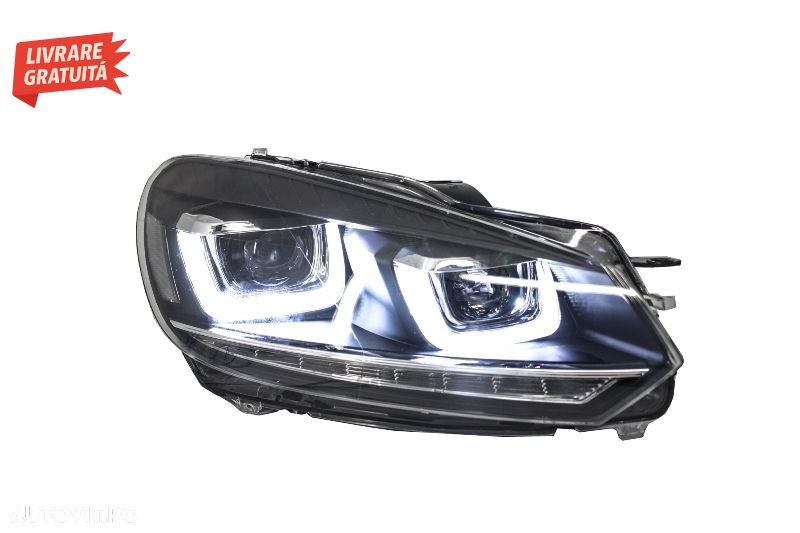Faruri LED VW Golf 6 VI (2008-2013) Design Golf 7 3D U Design Semnal LED Dinamic c- livrare gratuita - 6