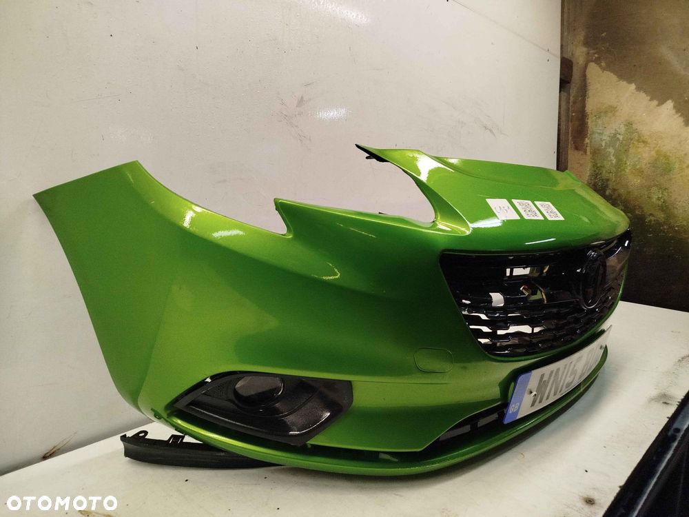 ^ ZDERZAK PRZÓD PRZEDNI OPEL CORSA E Z30P ZIELONY HALOGENY - 2