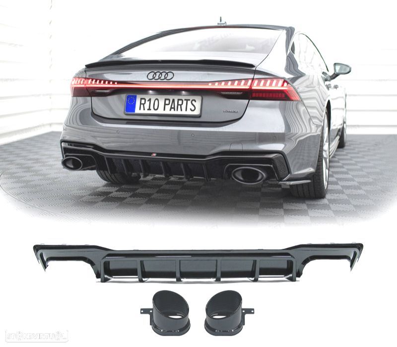 DIFUSOR AUDI A7 19-23 LOOK RS7 PRETO BRILHANTE - 1